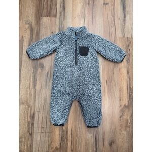 Carter's Baby Sherpa Fleece One Piece 6M Gray Cozy Zip Suit Winter‎